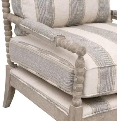 Chloe Spindle Club Chair - Pewter Stripe/Natural Gray