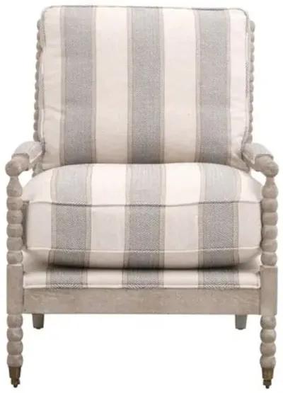 Chloe Spindle Club Chair - Pewter Stripe/Natural Gray