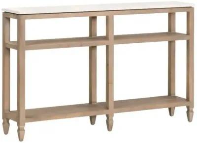 Carla Narrow Console Table - White Quartz/Smoke Gray - Brown