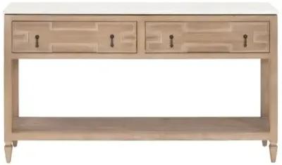 Carla 2-Drawer Entry Console - White Quartz/Smoke Gray - Brown