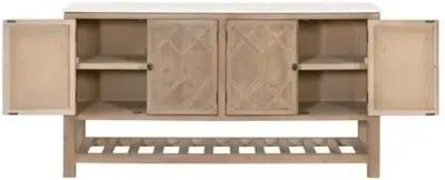 Carla Media Sideboard - White Quartz/Smoke Grey - Brown