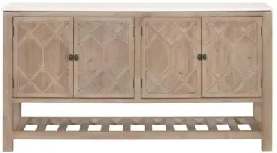 Carla Media Sideboard - White Quartz/Smoke Grey - Brown