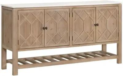 Carla Media Sideboard - White Quartz/Smoke Grey - Brown