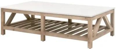 Carla Rectangular Coffee Table - White Quartz/Smoke Gray - Brown