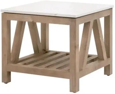 Carla End Table - White Quartz/Smoke Gray - Brown