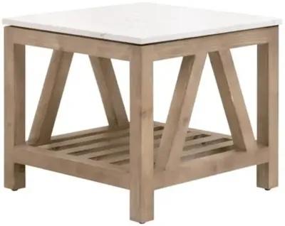 Carla End Table - White Quartz/Smoke Gray - Brown