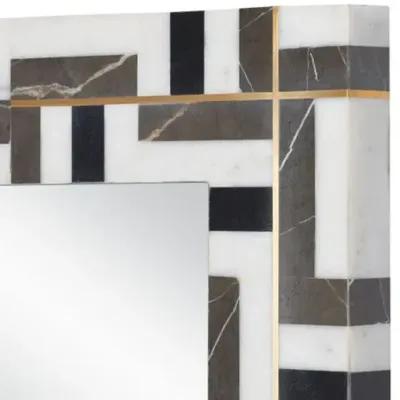 Gentry Marble Rectangular Wall Mirror - Black/White - Currey & Company