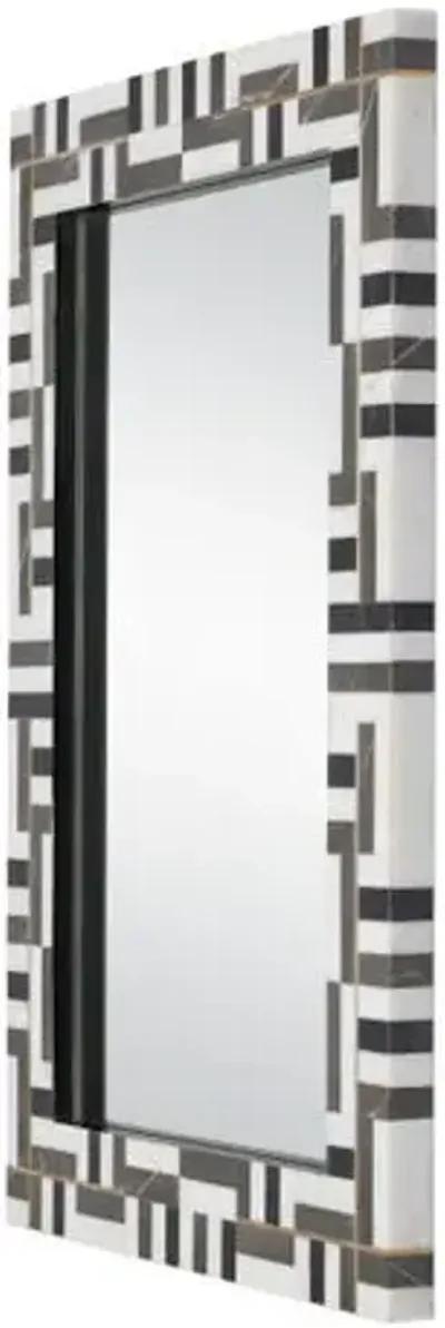 Gentry Marble Rectangular Wall Mirror - Black/White - Currey & Company