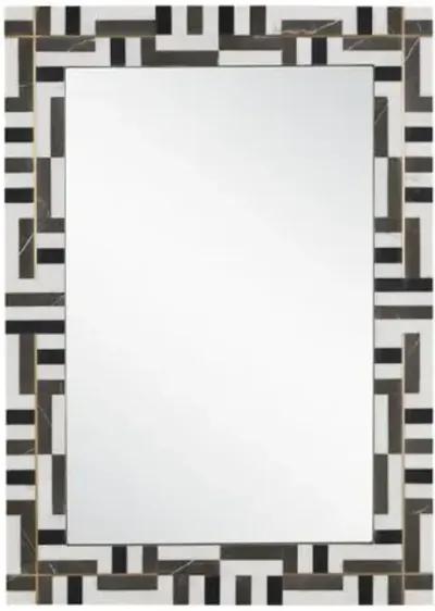 Gentry Marble Rectangular Wall Mirror - Black/White - Currey & Company