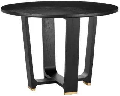 Blake Dining Table - Matte Caviar Black/Polished Brass - Currey & Company