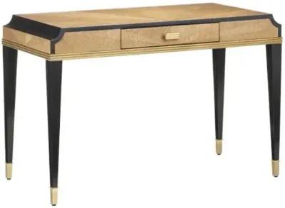 Kallista Writing Desk - Caviar Black/Natural - Currey & Company - Brown