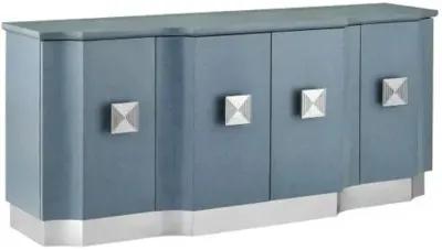 Maya Credenza - Lacquered Blue Linen - Currey & Company