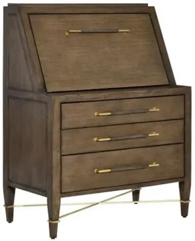 Verona Chanterelle Secretary Desk - Chanterelle/Brass - Currey & Company - Brown