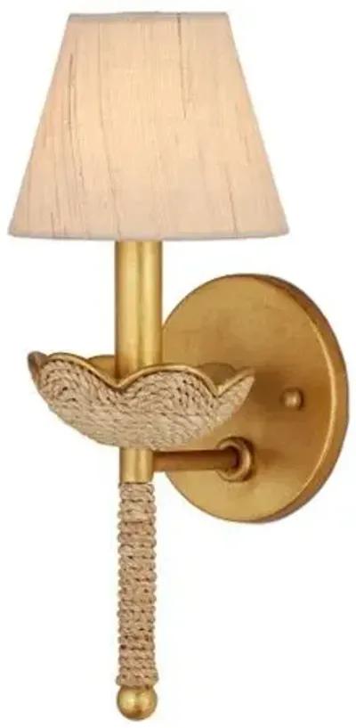 Vichy Rope Wall Sconce - Natural/Gold - Currey & Company - Brown