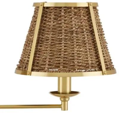 Deauville Desk Lamp - Polished Brass/Natural Seagrass - Currey & Company - Brown