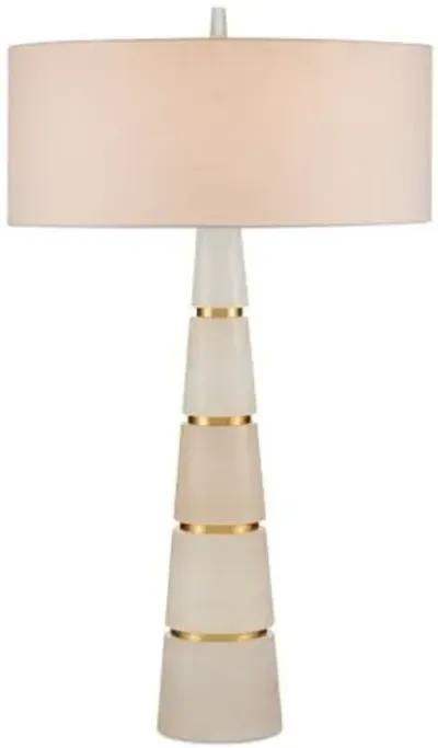 Eleanora Alabaster Table Lamp - Natural/Brass - Currey & Company - Ivory