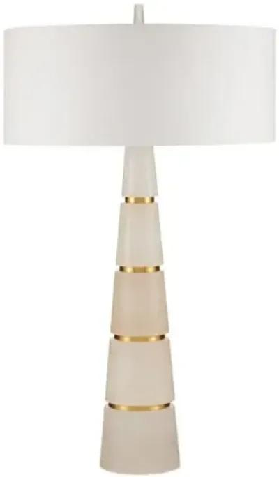 Eleanora Alabaster Table Lamp - Natural/Brass - Currey & Company - Ivory