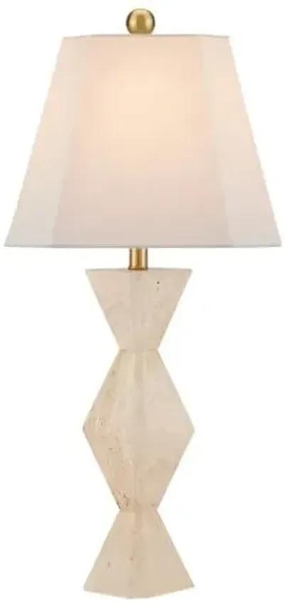 Estelle Travertine Table Lamp - Natural - Currey & Company - Ivory