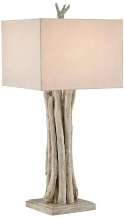 Driftwood Table Lamp - Whitewashed - Currey & Company - Gray