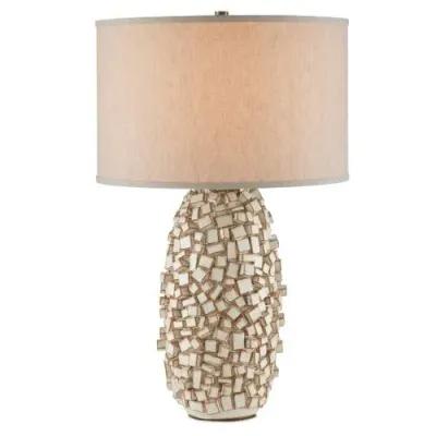 Sugar Cube Plug-in Table Lamp - Ivory/Brown - Currey & Company - White