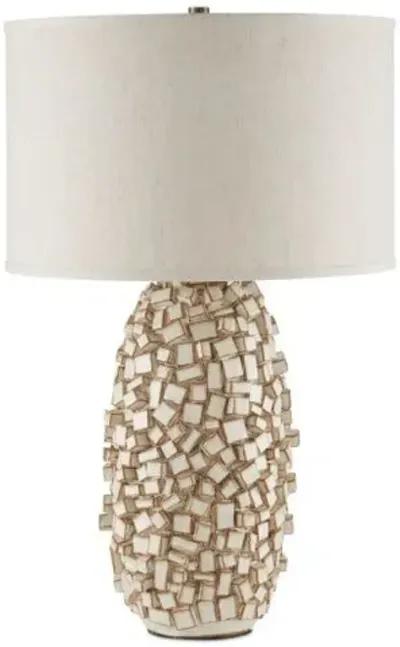 Sugar Cube Plug-in Table Lamp - Ivory/Brown - Currey & Company - White