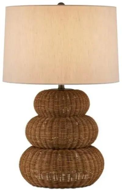 Mabrouka Rattan Table Lamp - Dark Brown - Currey & Company