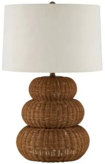 Mabrouka Rattan Table Lamp - Dark Brown - Currey & Company