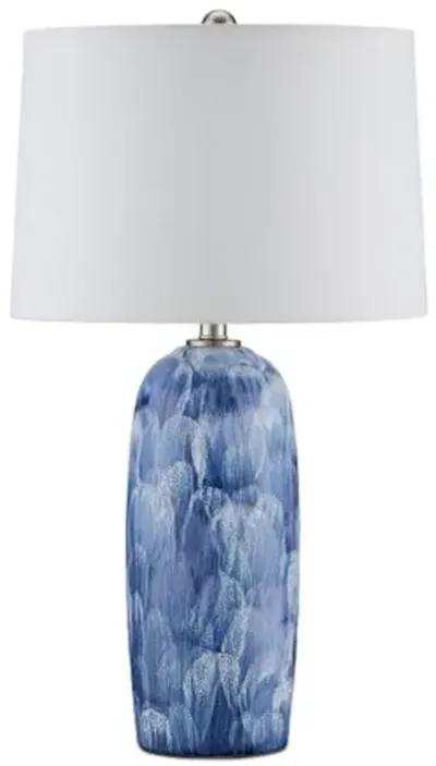 Pallas Plug-in Table Lamp - Blue/White - Currey & Company