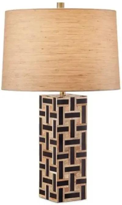 Aarna Wood Table Lamp - Currey & Company - Black