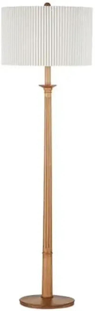 Mitford Wood Plug-in Floor Lamp - Natural - Currey & Company