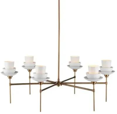 Etiquette Chandelier - Antique Brass/White - Currey & Company