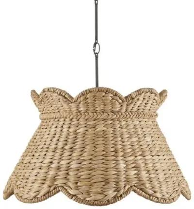 Annabelle Scallop Pendant - Natural/Molé Black - Currey & Company - Brown