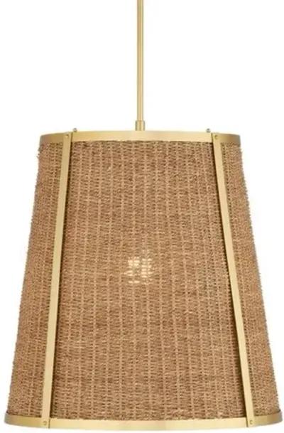 Deauville Seagrass Pendant - Natural/Polished Brass - Currey & Company - Brown