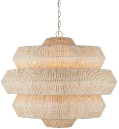 Antibes Medium Rattan Chandelier - Bleached Natural - Currey & Company - White