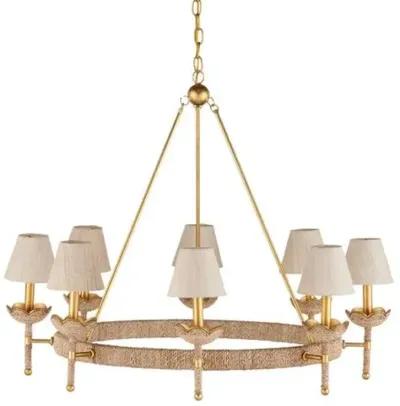 Vichy Rope Chandelier - Natural/Gold - Currey & Company