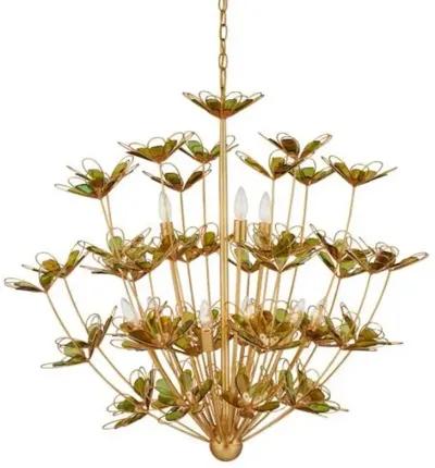 Midsummer Chandelier - Green/Gold - Currey & Company