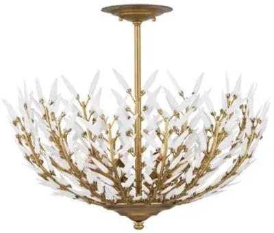 Magnum Opus Semi-Flush Mount - Brass/White - Currey & Company - Gold