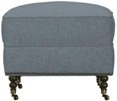 Margot Linen-Blend Ottoman - Blue