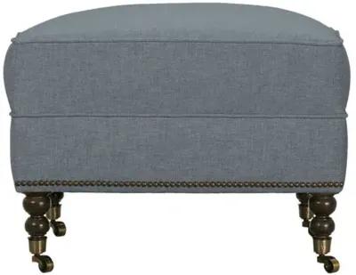 Margot Linen-Blend Ottoman - Blue