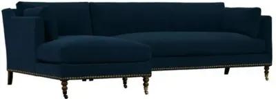 Margot Velvet Sectional Chaise - Blue - Comfortable, Sturdy, Stylish