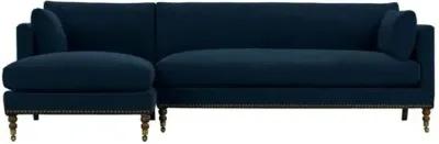 Margot Velvet Sectional Chaise - Blue - Comfortable, Sturdy, Stylish