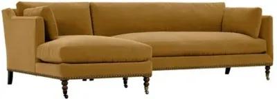 Margot Velvet Sectional Chaise - Brown - Comfortable, Sturdy, Stylish