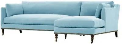 Margot Velvet Sectional Chaise - Blue - Comfortable, Sturdy, Stylish