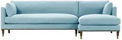 Margot Velvet Sectional Chaise - Blue - Comfortable, Sturdy, Stylish