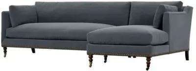 Margot Velvet Sectional Chaise - Gray - Comfortable, Sturdy, Stylish