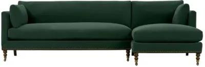 Margot Velvet Sectional Chaise - Green - Comfortable, Sturdy, Stylish