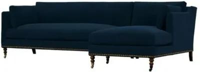 Margot Velvet Sectional Chaise - Blue - Comfortable, Sturdy, Stylish