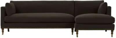 Margot Velvet Sectional Chaise - Brown - Comfortable, Sturdy, Stylish