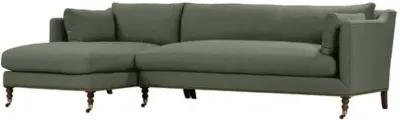 Margot Linen-Blend Sectional Chaise - Green - Comfortable, Sturdy, Stylish