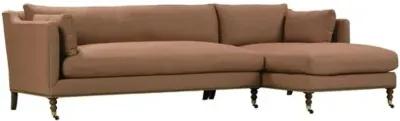 Margot Linen-Blend Sectional Chaise - Brown - Comfortable, Sturdy, Stylish